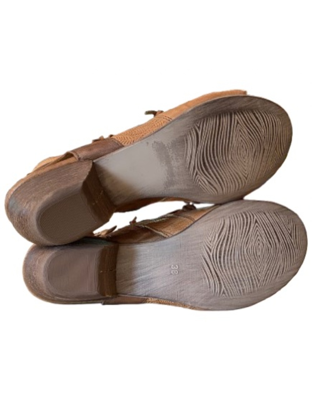 Miz Mooz Women’s Celia Tan Leather Peep Toe Bootie Size 7.5 - 8 Boho Sandal - Picture 9 of 13